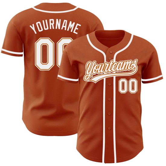 Maillot de baseball authentique blanc personnalisé Texas Orange Maillot de baseball authentique blanc personnalisé Texas Orange