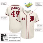 Maillot de baseball authentique rouge-bleu marine personnalisé crème Maillot de baseball authentique rouge-bleu marine personnalisé crème
