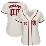 Maillot de baseball authentique rouge-bleu marine personnalisé crème Maillot de baseball authentique rouge-bleu marine personnalisé crème